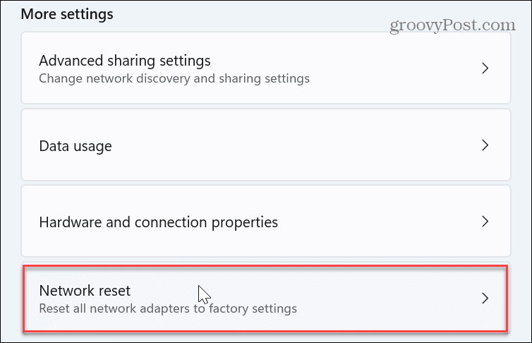 すべてのネットワークアダプターをリセットする